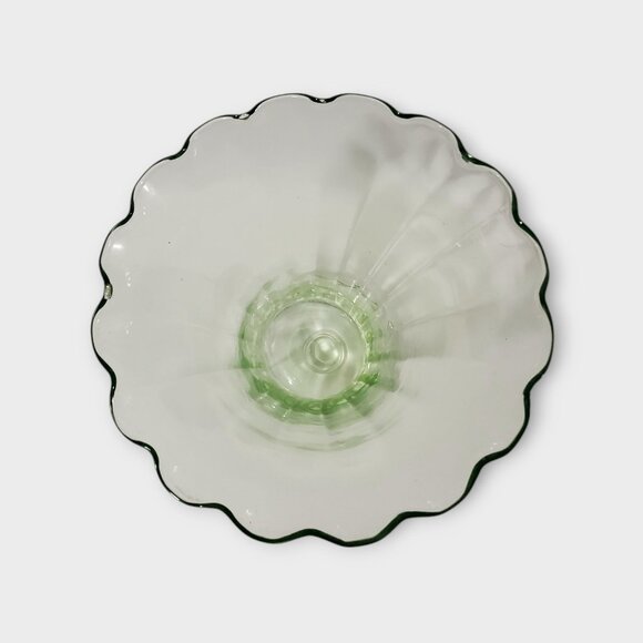 Vintage Art Deco Uranium Vaseline Green Depression Glass Vase Scalloped Rim 10" - Picture 8 of 8